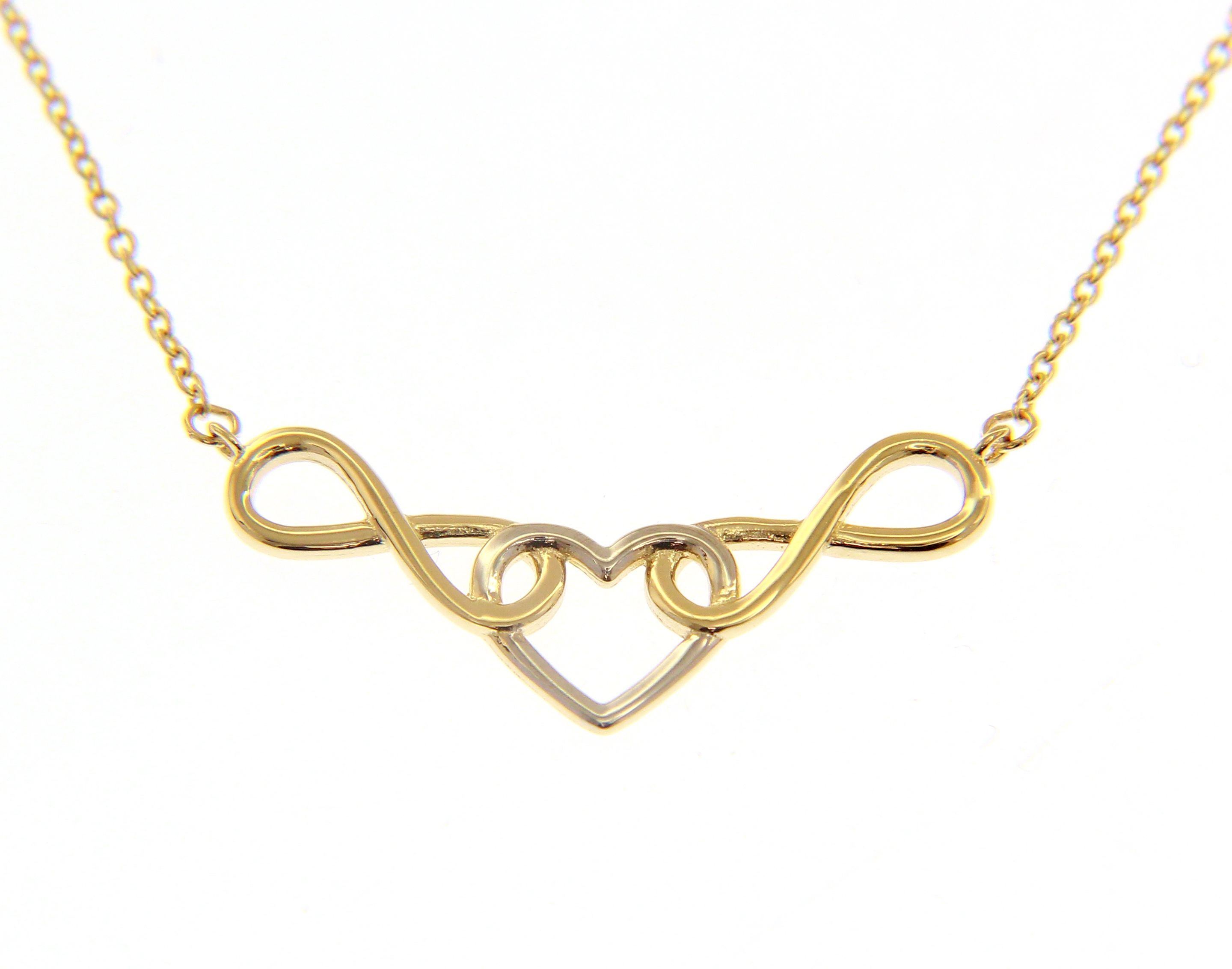 Gold & white gold necklace k14 with heart and infinity symbol (code S214960)